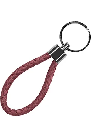 mumbi Key ring lanyard made of faux leather and stainless steel, braided faux leather strap in