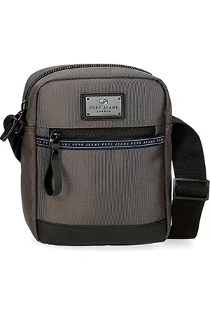 Pepe Jeans Iron Medium Crossbody Bag Gray 17x22x6 cm Polyester with Synthetic Leather details