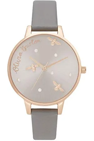 Olivia Burton Analogue Quartz Watch for Women with Grey Vegan Leather Strap - OB16PQ03