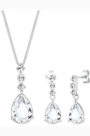 Elli Jewelry Set Ladies Drops Precious Set Ear Hanger with crystals in 925 sterling silver