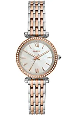 Fossil Watch for Women Carlie , Quartz Movement, 28 mm Silver Stainless Steel Case with a Stainless Steel Strap, ES4649