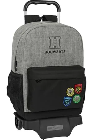 Safta Harry Potter House of Champions - Large Backpack with Trolley, Ideal for Children of Different Ages, Comfortable and Versatile, Quality and Resistance, 30 x 14 x 43 cm, Melange Grey/Black, Grey