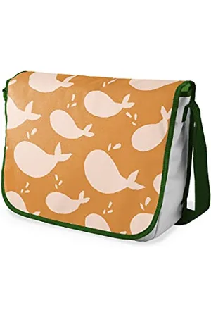 Bonamaison Digitally Printed Messenger School Bag with Khaki Strap for Students, Cross Body Bag, Courier Bag, Shoulder Bag for School, Back to School, Size: 29x36 cm