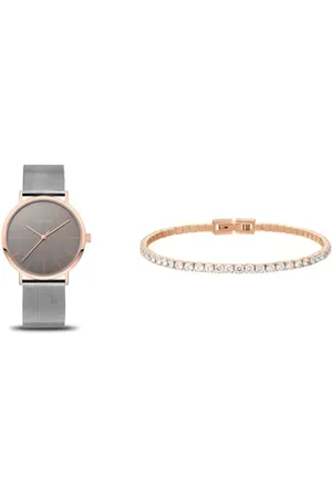 Bering Women Analog Quartz Classic Collection Watch with Stainless Steel Strap and Sapphire Crystal 13436-369 and Woman Bracelet in Polished Rose Gold with Stainless Steel - 646-37-190