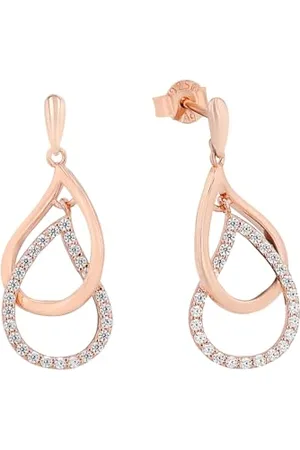 Amor Earrings 925 Sterling silver woman earrings, with zirconia synth., 2.7 cm, rose-colored, comes in jewelry gift box