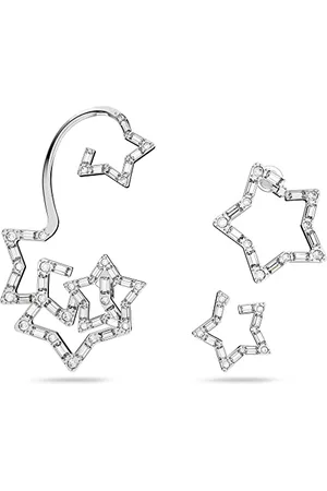 Swarovski Star Ear Cuff, Set of 3, White Round and Baguette Cut Crystals in a Rhodium Plated Setting, from the Stella Collection