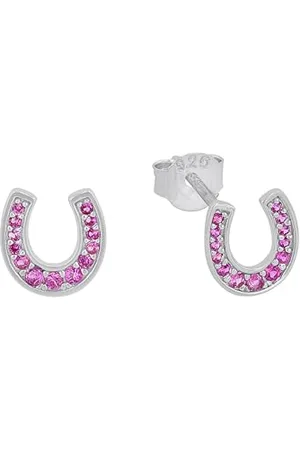 QS by s.Oliver Stud earrings 925 sterling silver girl children earrings, with cubic zirconia synth, 0.8 cm, silver, horseshoe, Comes in jewelry gift box, 2036449
