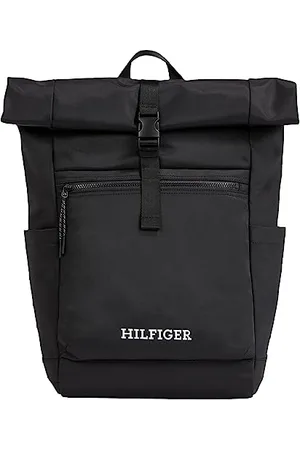 Tommy Hilfiger Men Backpack Monotype Rolltop Hand Luggage, Multicolor (Black), One Size