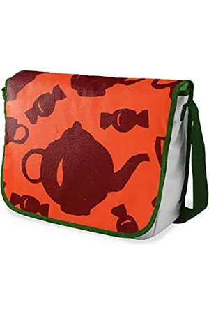 Bonamaison Digitally Printed Messenger School Bag with Khaki Strap for Students, Cross Body Bag, Courier Bag, Shoulder Bag for School, Back to School, Size: 29x36 cm