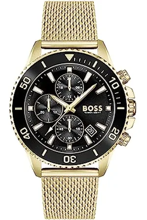 HUGO BOSS Chronograph Quartz Watch for Men with Gold Colored Stainless Steel mesh Bracelet - 1513906