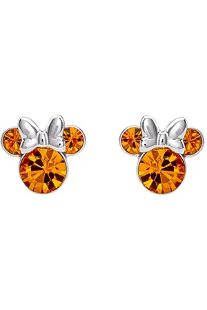 Disney Minnie Mouse Orange November Birthstone sterling silver Crystal Earrings E905162RNOVL