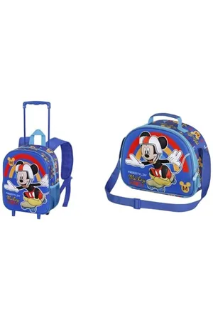 Disney Mickey Mouse Freestyle - Small 3D Backpack with Wheels + 3D Lunch Bag
