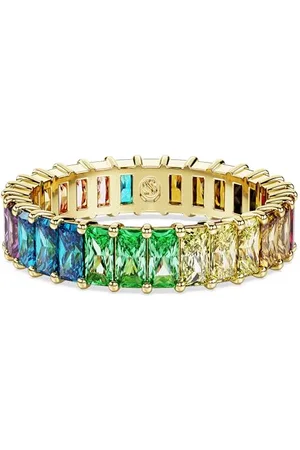Swarovski Matrix ring, Baguette cut, Multicoloured, Gold-tone plated
