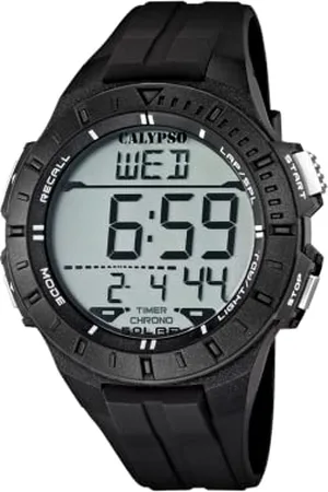 Calypso Unisex Digital Watch with LCD Dial Digital Display and Black Plastic Strap K5607/6