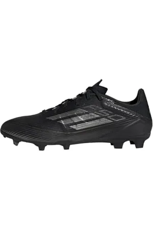 adidas Unisex F50 League Football Boots Firm Ground, Core Black/Iron Metallic/Gold, 11.5 UK