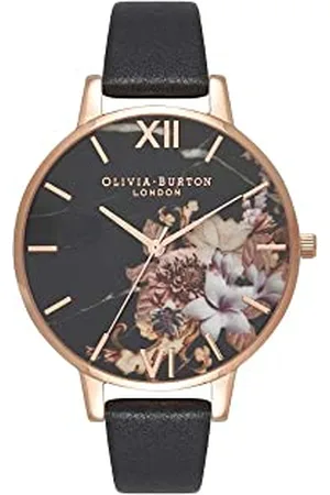 Olivia Burton Analogue Quartz Watch for women with Black Leather strap - OB16CS01