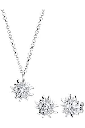 Elli Jewellery Set Ladies Edelweiss Pendant Set Ear Studs Oktoberfest Traditional in 925 Sterling