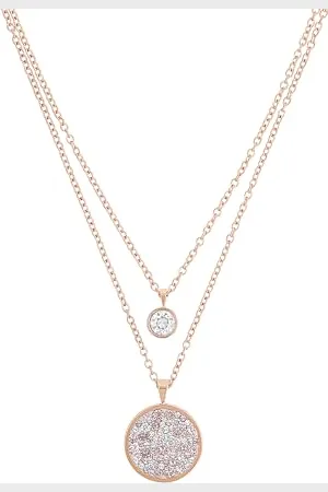 QS by s.Oliver Necklace with pendant stainless steel woman necklace, with crystal, 40/45+3 cm, rose-colored, comes in jewelry gift box