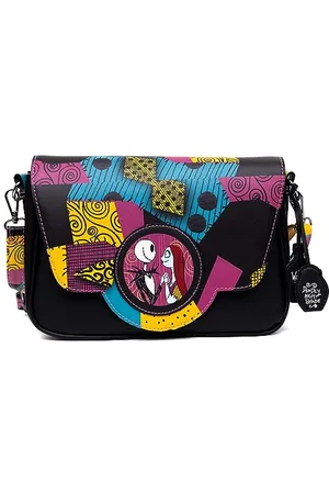 Buckle Disney Bag, Fold Over Crossbody, Nightmare Before Christmas Jack and Sally with Sally Dress, Vegan Leather, , 10.0" x 6.0