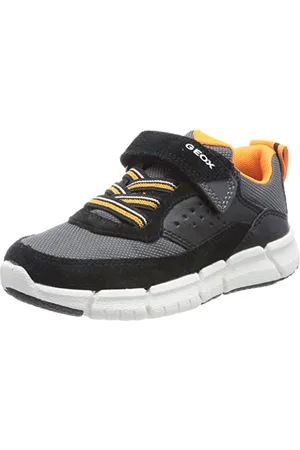 Geox J Flexyper Boy Sneaker, Black/Orange, 10 UK Child