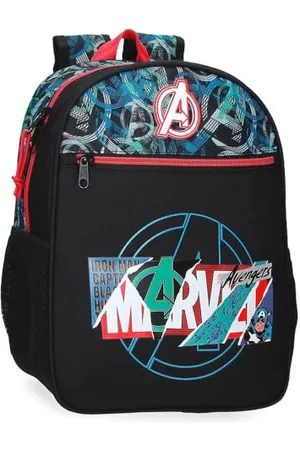 Marvel Joumma Shield School Backpack Adaptable to Cart Black 27x33x11cm Polyester 9.8L, , School Backpack Adaptable to Trolley