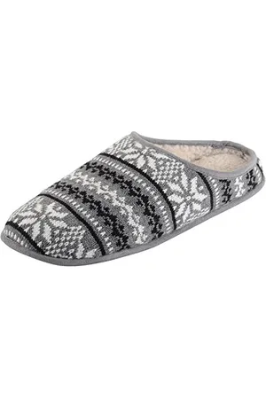 Ego Mens Fairisle Slippers with Non-Slip Sole & Faux Sheepskin Lining - , UK 9
