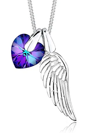 Elli Necklace Women Wing Heart Pendant Precious Crystals in 925 Sterling Silver