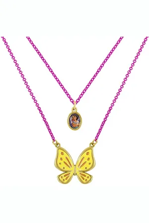 Disney Encanto Pink and Yellow Mirabel and Butterfly Double Layered Necklace SH00860YL-16