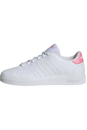 adidas Advantage Base 2.0 Shoes Junior Tennis, Cloud White/Bliss Pink/Core Black, 4.5 UK