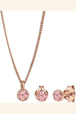 Elli Jewelry Set Ladies Basic Solitaire Pendant Set Stud Earrings with Crystals in 925 Sterling Silver