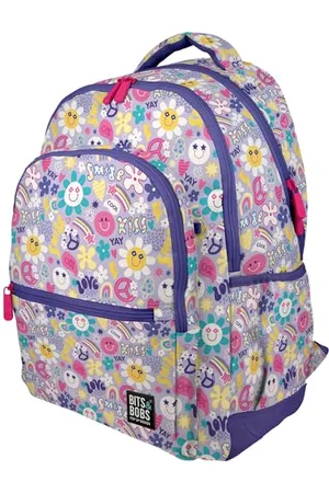 Grafoplas | Bits&Bobs Smile School Backpack | 33 x 46 x 22.5 cm | Padded Back and Handles | 3 Compartments | Auxiliary Pockets | Padded Laptop Area | Adaptable to Trolley | Rubber Model,