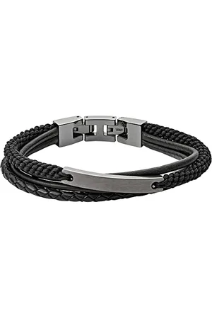 Fossil Bracelet for Men Vintage Casual, Inner Length 180mm + 15mm Extender Gunmetal Stainless Steel Bracelet, JF03185793