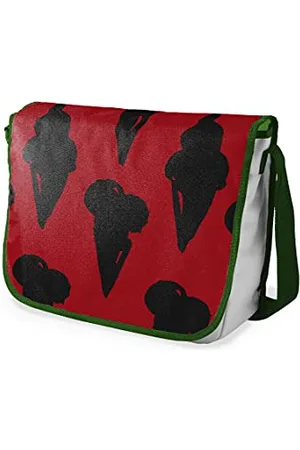 Bonamaison Digitally Printed Messenger School Bag with Khaki Strap for Students, Cross Body Bag, Courier Bag, Shoulder Bag for School, Back to School, Size: 29x36 cm