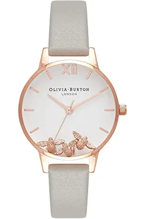 Olivia Burton Analogue Quartz Watch for Women with Grey Leather Strap - OB16CH03
