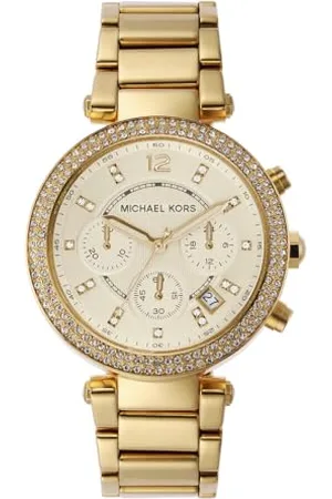 Michael Kors Parker Chronograph Quartz Watch with Gold Tone Stainless Steel Strap for Women MK5354