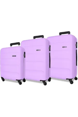 Roll Road Flex Suitcase Set Purple 55/65/75 cm Rigid ABS Combination Lock Side 182L 9.6 kg 5 Wheels Hand Luggage, , Purple