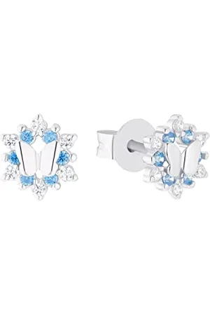 Prinzessin Lillifee Orecchini a bottone Orecchini per bambine in argento sterling 925, con zirconi sintetici, 0,7 cm, argento, farfalla, forniti in confezione regalo per gioielli, 2036435
