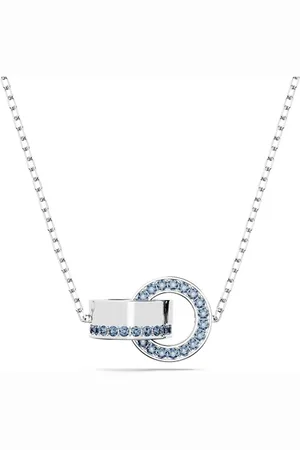 Swarovski Hollow Pendant Necklace, Blue Crystals in a Rhodium Plated Setting, from the Hollow Collection