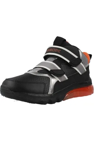 Geox J Ciberdron Boy Sneaker, Black/Orange, 7 UK Child
