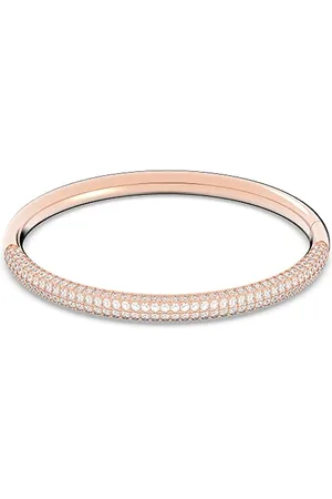 Swarovski Stone bangle, White, Rose gold-tone plated