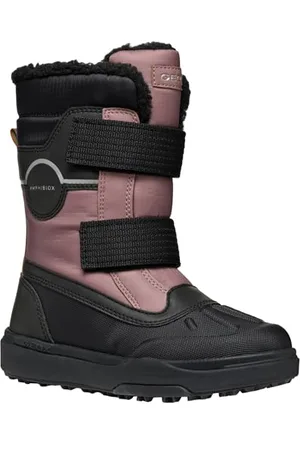 Geox J BUNSHEE PG Girl B Snow Boot, DK Rose/Black, 1 UK