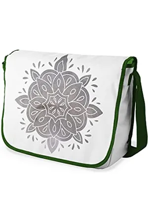 Bonamaison Digitally Printed Messenger School Bag with Khaki Strap for Students, Cross Body Bag, Courier Bag, Shoulder Bag for School, Back to School, Size: 29x36 cm