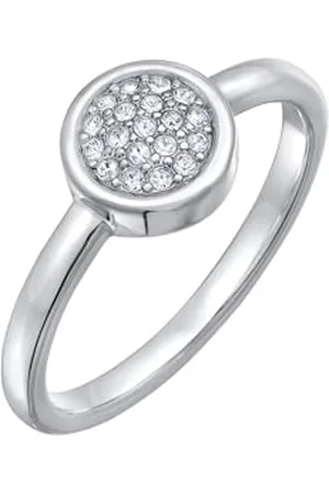 Elli Ring Ladies Solitaire Round Silver Coloured with Crystals