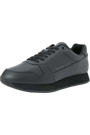 Calvin Klein Men Trainers Leather, Black (Triple Black), 43