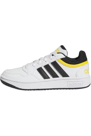 adidas Hoops Shoes, Cloud White/Core Black/Bold Gold, 3.5 UK