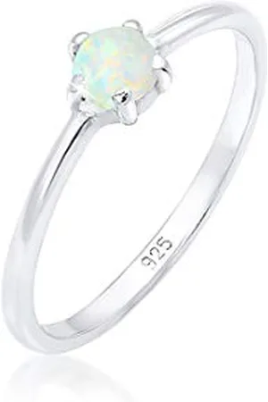 Elli Ring Ladies Band Basic Geo with Synthetic Opal in 925 Sterling Silver
