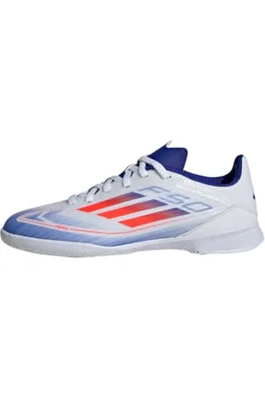 adidas Unisex F50 League Football Boots Indoor, Cloud White/Solar Red/Lucid Blue, 12 UK
