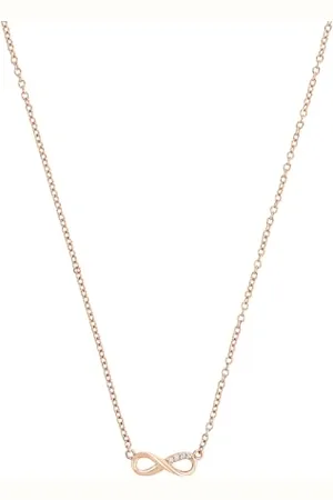 QS by s.Oliver Necklace 925 sterling silver ladies necklace, with cubic zirconia synth, 40+5 cm, rose color, infinity, Comes in jewelry gift box, 2019930