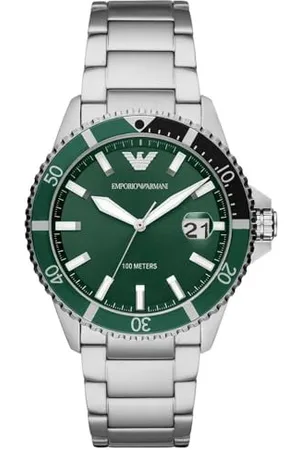 Emporio Armani Watch for Men, Three Hand Date Movement, 42 mm Silver Stainless Steel Case with a Stainless Steel Strap, AR11338