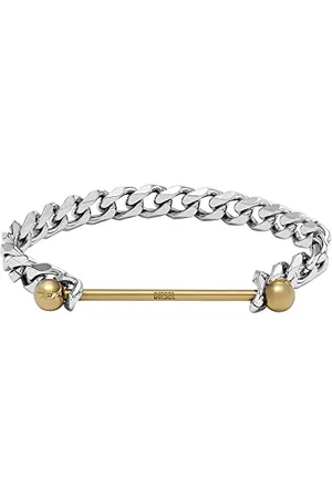 Diesel Bracelet for Men Steel, Length: 180MM, Width: 8.5MM Silver Stainless Steel Bracelet, DX1410931